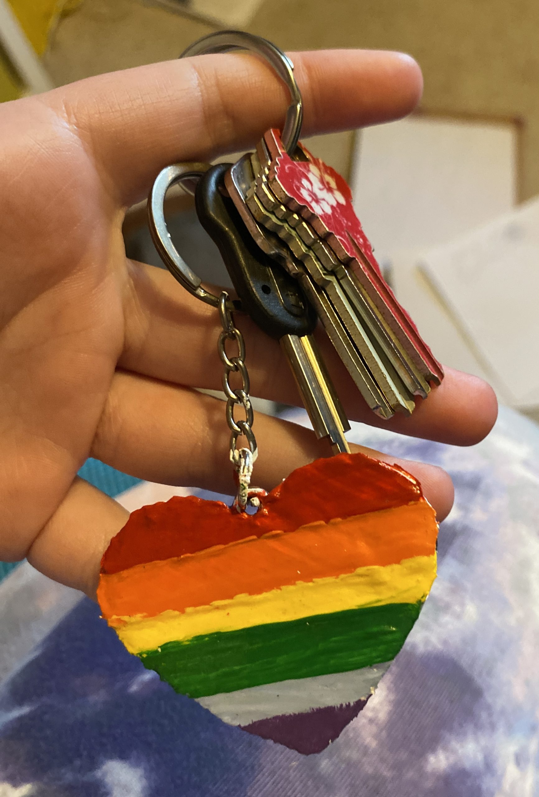 Rainbow Heart Keychain